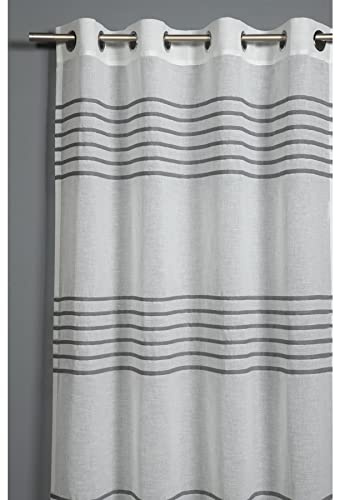Gardinia Vorhang mit Ösen, Transparenter Ösenschal, 3D-Streifen, Lichtdurchlässig und transparent, Grau, 140 x 245 cm