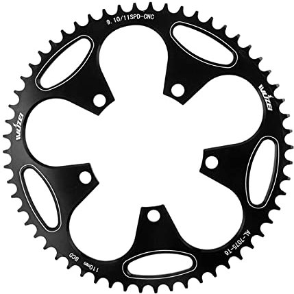 Amagogo Aluminium Kettenblatt, Rund, Schmal, Breit, 110 BCD, 50/52/54/56/58/60 Zähne, Aus für Kettenrad Reparaturteile, Kettenblatt, Faltrad, Schwarz 60T
