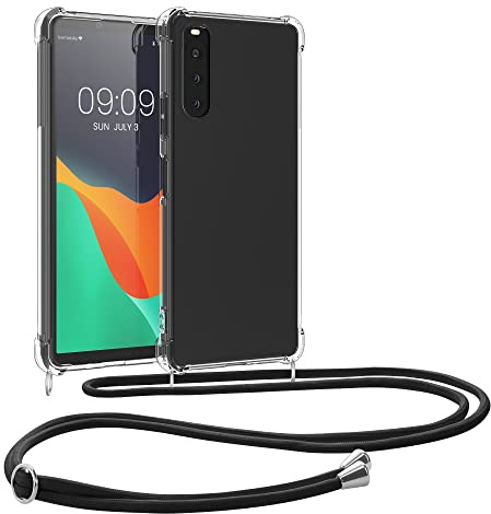 kwmobile Necklace Case kompatibel mit Sony Xperia 10 V Hülle - Silikon Cover mit Handykette - Band Handyhülle Transparent