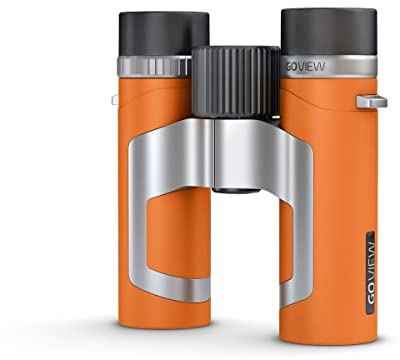 GoView ZOOMR 8x26 prismáticos pequeños y Ligeros (Aumento de 8X, Carcasa de magnesio, Incluye Adaptador para Smartphone y Accesorios) Sunset Naranja