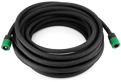 QWORK® Manguera microporosa, Manguera exudante, Manguera riego por Goteo, 15m, Negro, para riego de Jardines