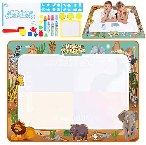 VFANDV Wasser Doodle Matte, 100 x 80 cm Aqua Magic Doodle Matte, Wiederverwendbar-Spielzeug & Geschenk für Kinder, Große Magic Malmatte mit Wasser Buch, Drawing Painting Matte für Kinder Toddler