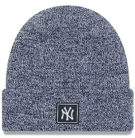 New Era Winter Schwarz Weiß Mütze Saum New York Yankees Baseball Logo Team Cuff Beanie - One-Size
