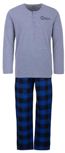Henry Terre Herren Pyjama Langarm Modell 2er Set Schlafanzug kariert Größe M-3XL