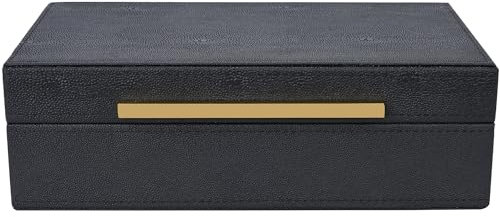 XIGEXIGE Small Black Shagreen box Faux Leather Decorative Box,Keepsake And Memory Storage Decorative Boxes with Lids for Modern Home Decor Jewelry Box Organizer