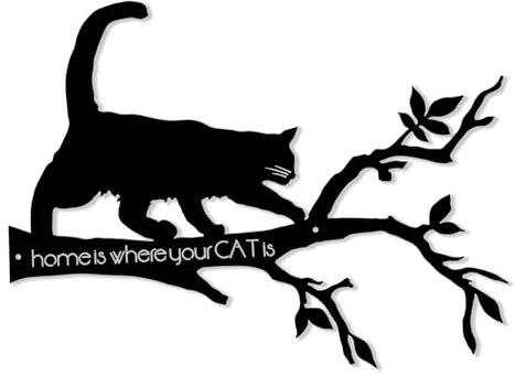 Laserdesign Katzen Wanddeko Metall Schwarzer Mimalistische Wandkunst Hängende Dekoration 30x40 cm