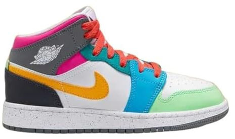 Jordan Big Kid's 1 Mid SE White/Taxi-Dark Shadow (FN1190 100), White/Taxi-dark Shadow, 37 EU