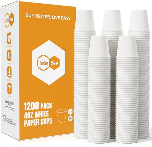 Turbo Bee 1200Pack 4oz Disposable Paper Cups,Disposable Espresso Cups,Coffee Cups, Hot/Cold Beverage Drinking Cups for Party, Travel and Events