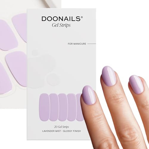 Doonails – Gel Folien Lavender Mist – 20 UV Gel Strips in 9 Größen mit Extra-Länge – Nagelfolien selbstklebend & UV härtend – Nagelaufkleber mit bis zu 14 Tagen Halt