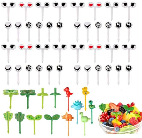 Obstgabeln Kinder,54 Stück Piekser Fingerfood Picks Wiederverwendbar Obstgabeln Mini Food Picks Mini Gabel Piekser für Kinder,Obst,Kuchen,Partyzubehör