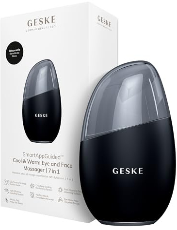 GESKE Cool & Warm Eye & Face Massager | 7 in 1 Massagegerät | SmartAppGuided™ | Massagegerät für Gesicht & Augen | Batterielose Wärme Kühltechnologie | Gegen Augenringe & Tränensäcke