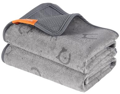 Feandrea Hundedecke, 2er Set, Wiederverwendbare Hundematte, 122 x 91 cm, L, wasserdicht, auslaufsicher, rutschfest, saugfähig für Hunde, Katzen, Kaninchen, Taubengrau PTD003G01