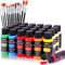 Acrylfarben Set, 24 Farben x 60 ml + 12 Pinsel, Acrylic Paint Set, Künstlerbedarf für Leinwand, Holz, Keramik, Stoffe, ungiftige Reiche Pigmente Acrylfarbe für Anfänger, Studenten, Profis, Künstler
