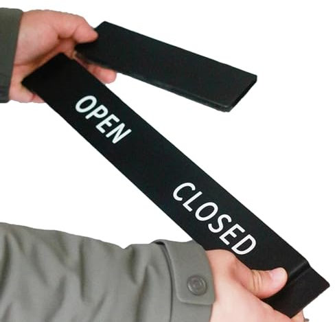 Panneau de porte coulissante ouverte et fermée - Double face - Portable, ouverte et fermée - Affichage de porte coulissante avec texte coloré - Panneau de porte coulissante « Ouvert & Ge »