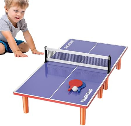 szaluyk Mini-Tischtennisplatte, kleine Tischtennisplatte - Kompakte Tischtennisplatte für Kinder mit 2 Schlägern und 1 Ball | Tischtennistische, Stabiler Sporttisch für Spielzimmer, Wohnungen, Büros,