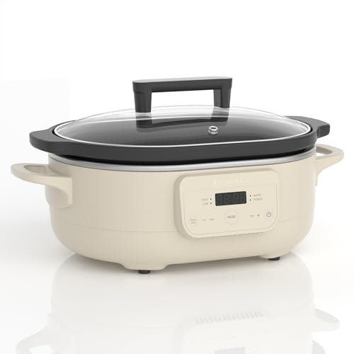 MAGNIFIQUE - Pentola a cottura lenta programmabile da 4,5 quarti, rimovibile e sano, piccolo apparecchio da cucina per cene familiari, serve più di 6 persone, impostazioni di calore: mantenere