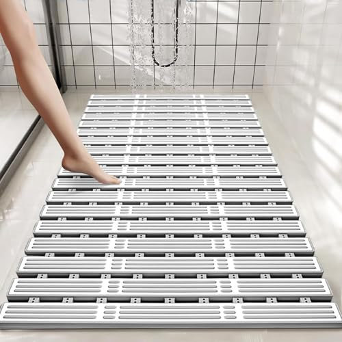Tappeto Doccia Antiscivolo - Tappetino Vasca Antiscivolo - Pedana Doccia - Tappetino per Piatto Doccia per il Pavimento del Bagno - Struttura in PP e Superficie Antiscivolo in PVC - 90 x 40 cm