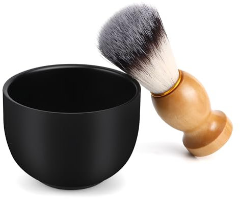 HO-SFSM Rasierpinsel, Rasierschale, Rasierseifenschalen, Rasierpinsel vegan mit Holzgriff Für Die Rasur Zu Hause, Beim Friseur Und Im Salon