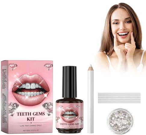 Zahnschmuck Set, Zahn Edelstein Kit, Tooth Gem Kit, DIY Zahnschmuck set Mit Kleber Für Zähne, Zahnkristall Kit für Reflektierende Zahnschmuck Dekoration Nagel Dekoration, 14