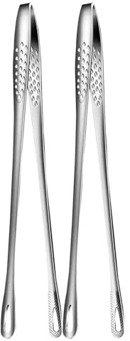 2 Pcs 11 Inches Korean BBQ Tongs Stainless Steel Grill Tongs Japanese Barbecue Tongs Cooking Tweezers Tongs Salads Tongs for Serving Kitchen Tongs For Cooking Pasta Tongs Buffet Food Tongs
