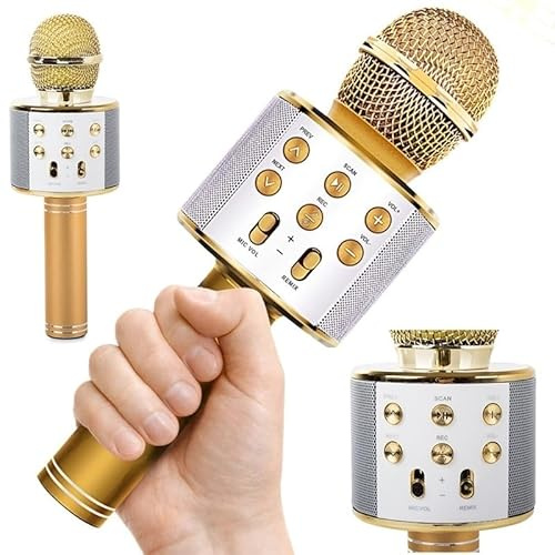 Setty Karaoke Wireless Microphone with Bluetooth Speaker - Gold
