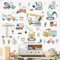 wondever Wandtattoo Fahrzeuge Baufahrzeuge Wandaufkleber Traktor Bagger Lastwagen Wandsticker Wanddeko für Jungen Babyzimmer Kinderzimmer Spielzimmer
