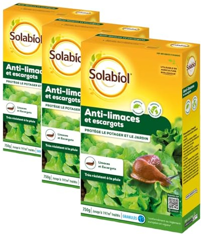 Solabiol SOLIMA750N | Anti-limaces et escargots | Etui 750 G | pour Le Jardin et Le Potager | Grande résistance à la Pluie | Utilisable en Agriculture Biologique, Puissant (Lot de 3)