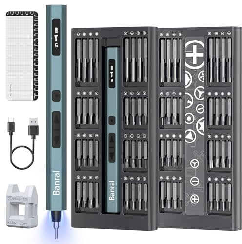 3.7V Mini Elektro Schraubendreher Set, 66 in1 Electric Screwdrivers, Magnetische Präzisions Schraubendreher mit 5 Drehmomente Reparatur für Handy, phone, Laptop, Computer, PC, Brille, Uhren