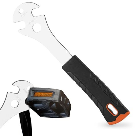 Bike Pedal Wrench, Bicycle Pedal Removal Spanner with Extra Long Handle, Multi-use 15mm, Pedal Removal Tool Spanner, Great Road Mountain Bicycle Pedal Wrench for Removing and Replacing Bicycle Pedals