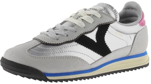 victoria Low-Top Saturno Metallic-Nylon & Farbige & Spaltleder Teile & Gezahnte Sohle 1158102 für Damen Plata 39