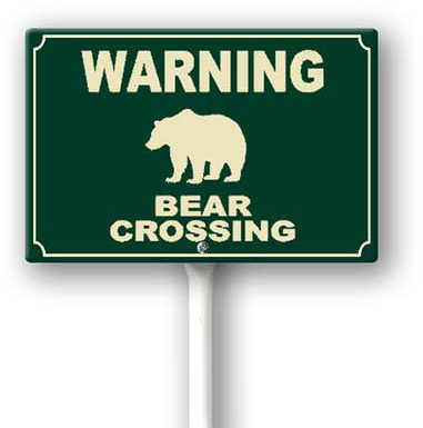 Vdenvileye Segnale di avvertimento con orso che attraversa il cortile con palo Attenzione Animali Segnali stradali Stand Antiruggine Alluminio Per Quartieri Stradali Fattoria Decorazione per esterni