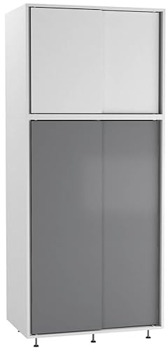 URBNLIVING 180cm 4 Sliding Doors Wardrobe Bedroom Storage Unit with Hanging Rail, Modern Engineered Wood Closet Cupboard, Freestanding Clothes Organizer, Customizable Two-Tone Design, Ample Space