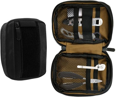 EDC Pouch Mini EDC Tasche 10×14×4cm EDC Werkzeugtasche Organizer Taktische Falttasche Werkzeugtasche gefaltete Robust Nützlicher Taschen-Organizer für Tool Taschenmesser Stift (Black)