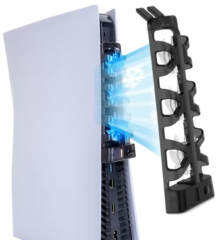 Cooling Fan for PS5 with LED Lights USB 2.0 High-Speed (Disc & Digital) | Cooler Fan for PS-5 Disc and Digital Edition, Not for Playstation5 Slim/Pro. Quiet Efficient Cooling, Easy Install.