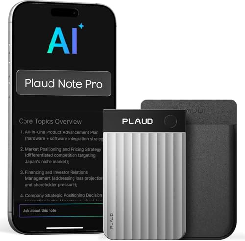 Plaud Note Pro AI Voice Recorder Transcription Summaries for Meetings Calls | AI Note Taker for Professionals and Teams Productivity, 112 Languages, Ultra-Slim, InstantView Display, Case Included, Silver