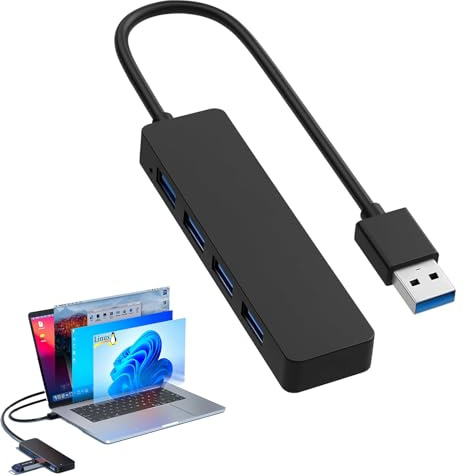Hub USB 3.0,4 Ports Multiprise USB,Ultra Fin Hub USB Adaptateur multiport 4 en 1,Compatible avec XPS, Clavier Souris, Ordinateur Portable, clés USB, disques durs Portables et Bien Plus Encore