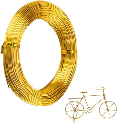 Aluminum Craft Wires, 1mm x 50m/164 ft Jewellery Wires, Bendable Florist Wire, Bonsai Wire for Wreath Making Jewelry Making Sculpting Modelling DIY Arts and Crafts (1mm 164 Feet,Gold)