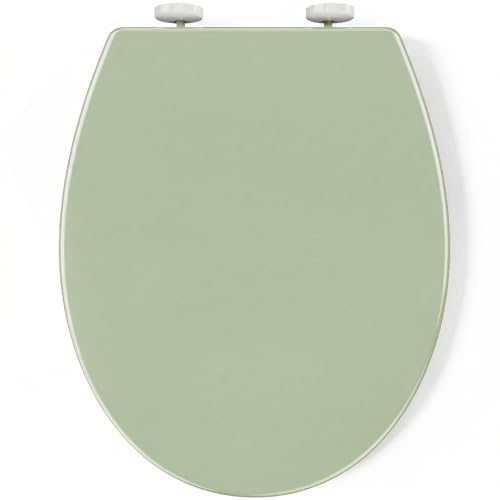 Pipishell abattant WC à fermeture douce et dégagement rapide, forme O, vert | Dégagement rapide pour le nettoyage, fixation par le haut, charnières réglables, 4 tampons antidérapants, forme O universelle