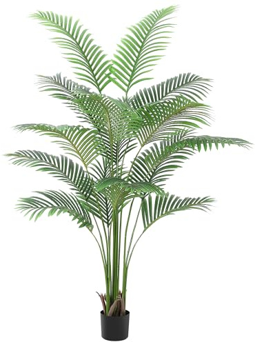 GarveeHome Planta Artificial Areca Palmera 1,83 m, 9 Hojas de Plátano, Tronco de Plástico y Alambre Ajustable, Planta Tropical Decorativa para Interior Exterior Hogar Salón Terraza