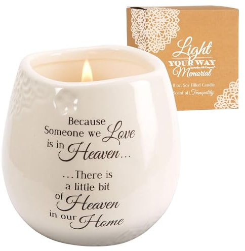 Pavilion Gift Company In Memory of Loved One Ceramic Soy Wax Candle, Tan, 8 Oz