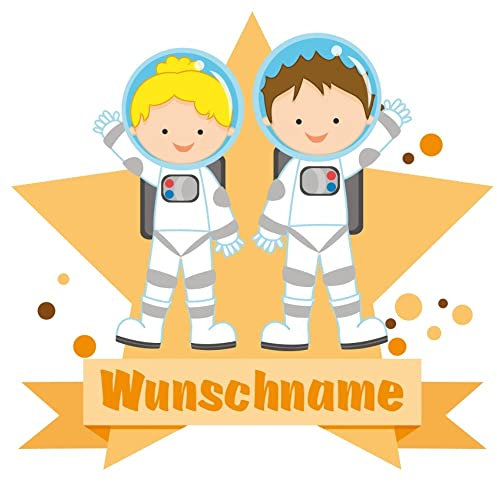 Samunshi® Astronauten Aufkleber mit Namen Autoaufkleber Namensaufkleber Kinder - 15x13,1cm mehrfarbig
