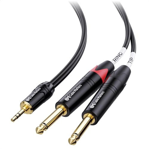 Cable Matters de 3,5 mm TRS a doble TS de 6,35 mm 3 Metros, Cable de 1/8 a doble 1/4