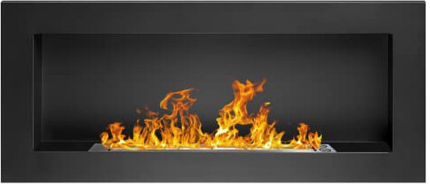 Bio Ethanol Fire BioFire Fireplace Modern 1200 x 400 Black Wall - Mounted Alcohol Fireplace