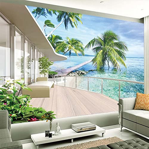 3d Fototapete Hawaii Villa Balkon Landschaft Wandbilder Wandmalerei Wohnzimmer TV Sofa Hintergrund Wand Wohnkultur 3d