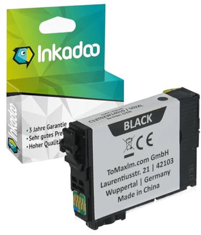 Inkadoo Tinte für Epson C13T02W14010 / 502XL Schwarz Kompatibel Expression Home XP-5100 5115 5105 Workforce WF-2860 DWF 2865 DWF, ca. 550 Seiten Tintenpatrone, Druckerpatrone, Patronen, Druckertinte