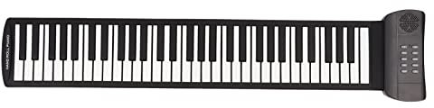 VBESTLIFE Roll-Up-Piano, 61 Tasten, Tragbares Elektronisches Klavier, 4D-Stereo-Surround-Sound, Elektronisches Hand-Roll-Piano, für Anfänger, Erwachsene, Pädagogische Elektronische Digitale(PM61)