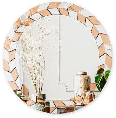 Artloge Dekorative Wandspiegel Flur Modern, 60×60 cm Runde Spiegel Gold Wanddeko Flurspiegel Aesthetic Mirror für Wohnzimmer Schlafzimmer