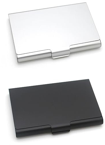 PLABBDPL Étuis pour Cartes de Visite, 2Pcs Porte-cartes de Visite en Aluminium, Étuis pour Cartes de Visite en Acier Inoxydable, Porte-Cartes de Visite Super léger, Étui pour Cartes pour Hommes Femmes