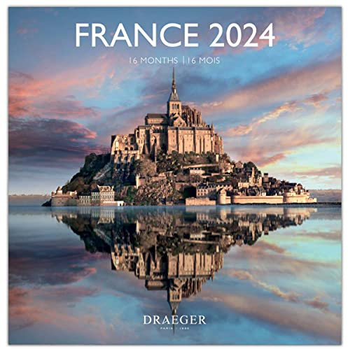 DRAEGER PARIS 1886 Grand calendrier mural France 2024 à suspendre 29x29cm16 mois sept-23 à dec 24 7 langues Calendrier bureau, maison, mensuel Décoration, organisation Papier certifié FSC
