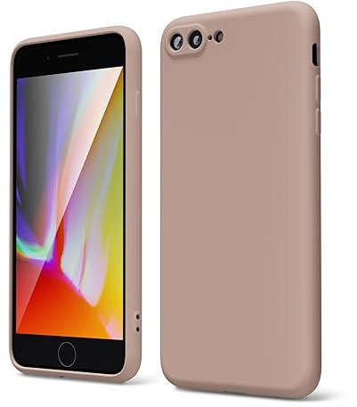 oakxco für iPhone 8 Plus/ 7 Plus Hülle Silikon Case mit Kameraschutz, Ultra Dünn Bunt Handyhülle Mädchen, Einfarbig Handy Hülle Slim Schutzhülle, Matt TPU Weich Gummi Glatt Silikonhülle, Braun Khaki